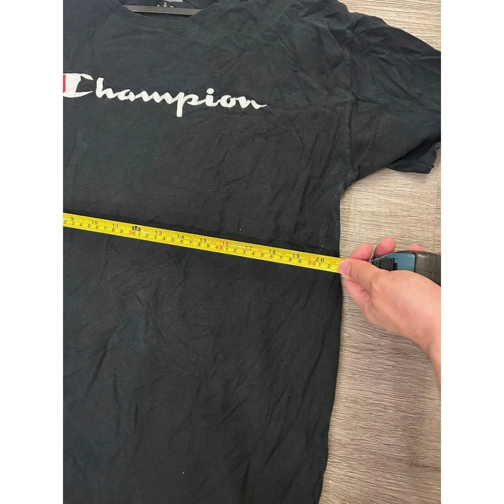 Champion Mens Script Logo Graphic T-Shirt Black Large Short Sleeve Tee - Picture 5 of 7